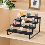 YINMIT Wooden Display Riser Stand, Tiered Perfume and Cologne Organizer Stand, 4 Tier Spice Rack Organizer, Rustic Display Shelf for Candles (4 Tier,Black) - color: 4 Tier,Black