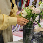 OFFIDIX Glass Vase,7.3 * 4.3in Vertical Line Geometric Faceted Design Flower Vase - color: Gray