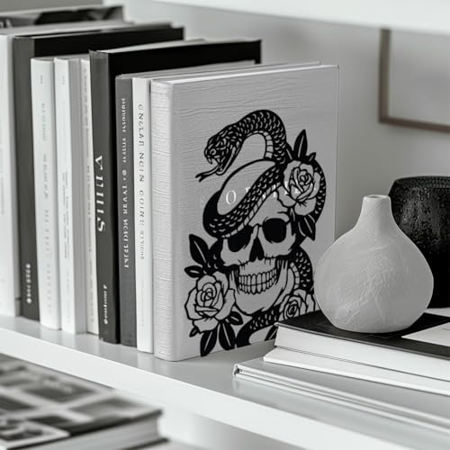 Peacoblue Metal Bookends for Shelves, Modern Decorative Heavy Duty Study Book Support Stoppers for Office, Desk, Shelf, Room 5.3"x4.3"x6.7" Cast Iron Simple Tall Bookends, 1 Pair (Skulls and Snakes) - style: Skulls and Snakes