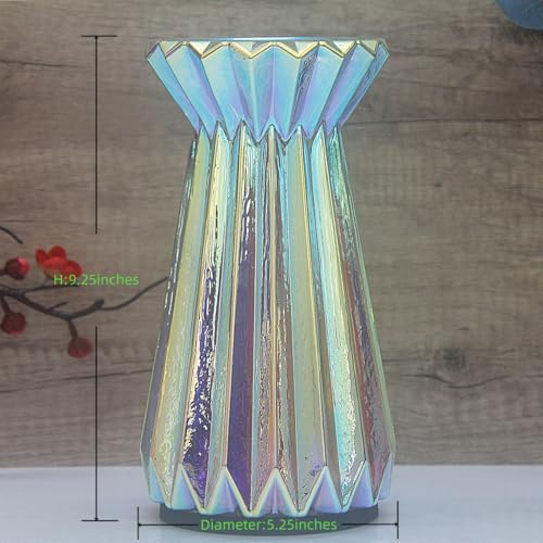 Home Decor, Mercury Glass Pillar Candle Pedestal Holders with Led Lights, Lighted up Candle Holder for Pillar Candle, Candlestick Holders with Timer for Wedding Home Dining Table Xmas (Colorful) - color: Colorful