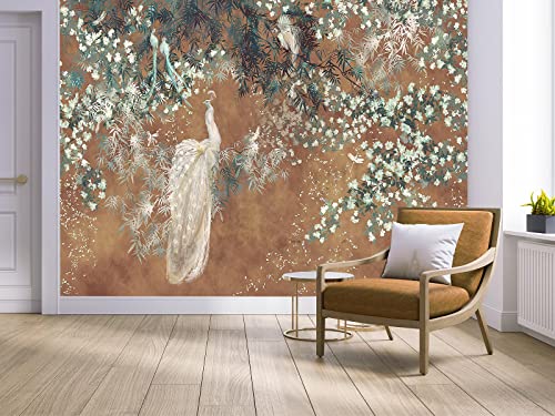 Cliouar-Wall Mural Wallpaper for Bedroom Living Room White Peacock 103" x 69"(Not Self-Adhesive) - color: Murals-18, size: 103" x 69"