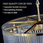 Contemporary Brass Dining Room Chandelier 2 Tier Crystal Glass Chandeliers Lighting Light Fixture Ceiling Entryway Bedroom Kitchen Entryway 10 Lights Round 32" - size: Medium Brass (32" x 70")