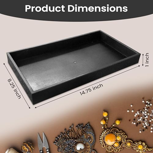 Novel Box Jewelry Display Tray Black Plastic 8.25 x 14.75 x 1 Large Jewelry Tray with 50 Gem Jars Insert | Rectangular Display Trays for Collectibles | Rock Collection Tray | Gem Display Tray - color: 50-Gem Jars Black Foam Liner, size: Plastic Tray: 8.25