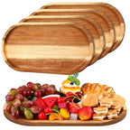 Yaomiao 4 Pcs Acacia Wooden Serving Tray Oval Shaped Rustic Wood Plates Large Decorative Natural Tray Serving Platter for Food Charcuterie Cheese Dish Bread Fruit Kitchen(14 x 7 Inch) - size: 14 x 7 Inch
