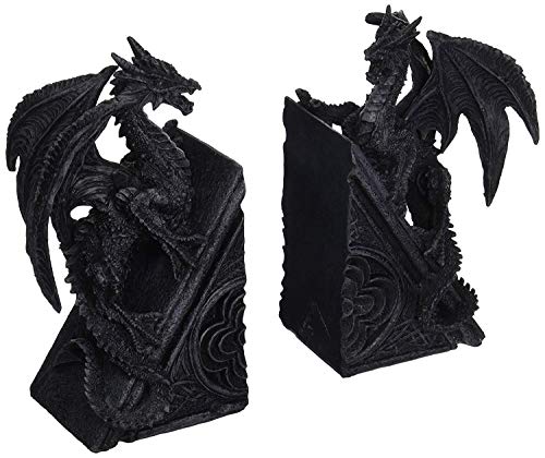 Bellaa Gothic Dragon Stone Finish Medieval Bookends - color: Z Black