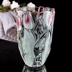 Glass Flowers Vase 9.3 inch Tall, Unique Crystal Vases for Tables Centerpieces, Vintage and Tulip Shape Large Vases Christmas Thanksgiving Gifts.