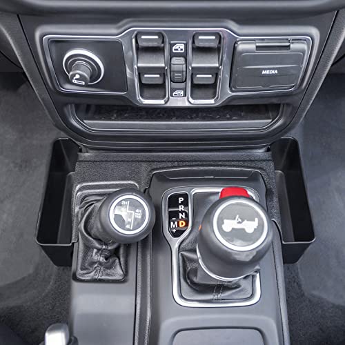 JKCOVER Center Console Gear Shift Organizer Tray Compatible with Jeep Wrangler JL/JLU 2018-2023 2024 2025 and Jeep Gladiator JT Truck 2020-2022 2023 2024 2025 Storage Box Accessories (Not for JK/JKU) - color: Black 1PC Gear Shift Organizer