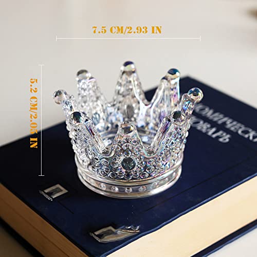 AKOAK 1 Pack Crown Glassware Candle Holder, Elegant Glass Tea Lamp Holder, Tea Light/Tabletop Candle Holder Decoration, Votive Candle Holder, Wedding, Party, Dinner, Family Decoration (Seven Color) - color: Seven Color