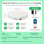 Ultra-Thin&Heavy Duty Remote-Controlled Motorized Turntable,Motorized Rotating Display Stand,Speed-Adjustable Rotating Platform,Human 3D Scan Electric Turntable for Scan,Showcase(19.7in/White) - size: 19.7inch/White/600Lbs Load