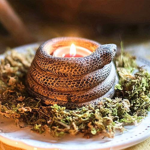 Coiled Snake Candlestick Candle Holder, Resin Tealight Candleholder, Serpent Sculpture, Ornament Garden Home Decorations(2Pcs)