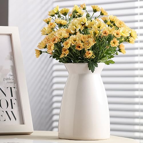 hjn White Flower Vase- Ceramic Vase for Decor, White vase for Flowers, Modern Vases for Living Room/Home Decor Accents/Entryway/Mantel/Bookshel - color: White-7inch