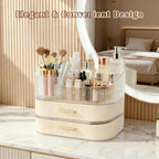 Makeup Organizer for Vanity with Stackable Drawers, 360 Rotating Makeup Brush Holder Large Cosmetic Display Case for Dresser, Bathroom Countertop Skincare Storage, Ideal Gift for Girls (3-layer) - size: 3-layer