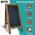 Better Office Products Magnetic A-Frame Chalkboard Sign, Extra Large 20" x 40", Standing Chalkboard Easel, Deluxe Set with Multiple Accessories, Outdoor Sidewalk Sandwich Board Sign,(Rustic Brown) - style: Rustic Brown