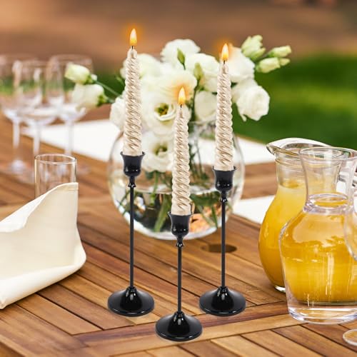 12pcs Black Candle Holder, Black Candlestick Holders Taper Candle Holders for Pillar Candles Sticks Holder Decor Halloween Christmas Decorations Candle Stick Holder Candelabros para Centros de Mesa - color: Black - 12pcs