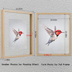 MUYE 11x14 Floating Frame Set of 2,Double Glass Rustic Frame,Display Any Size Photo up to 11x14,Wall Mount or Tabletop Standing,Natural - color: Natural, size: 11x14