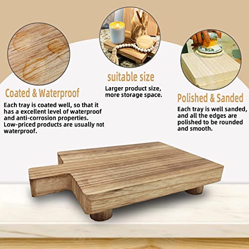 Handmade Wooden Tray,Practical Bathroom and Kitchen Decoration for Soap,Bath Bottles,Candles,Toilet Paper,Plant Holder(10.8 x 6.9 Inch)(Wood Color) - color: Wood, size: 10.8" x 6.9" x 2"