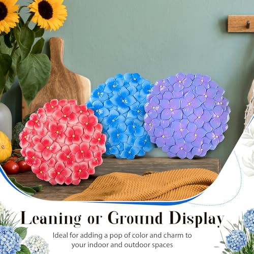 Cinnvoice 3 Pack Garden Stepping Stone Outdoor, Decorative Dimensional Resin Stepping Stones for Patio Pathway Landscaping Walkway Sculpture Yard Backyard Lawn(Hydrangea,10 Inches) - size: 10 Inches, style: Hydrangea