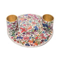 Yair Emanuel Flat Plate Candle Holders for Shabbat 4 Inch Vibrant Pattern Design Modern Judaica Gift (CSE-4 Butterflies) - color: Cse-4 Butterflies