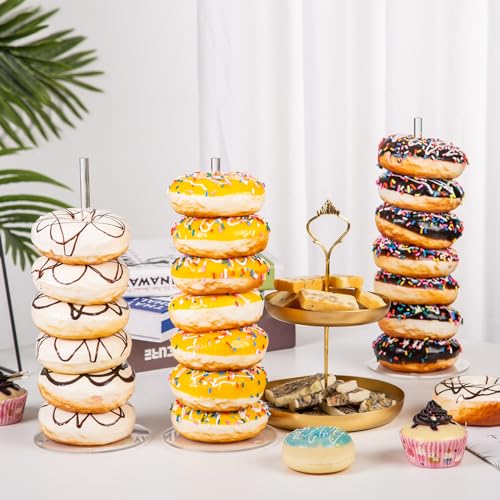 HENABLE 4PCS Acrylic Donut Display Stand Tower - Dessert Table Holder for Donuts, Bagels & Doughnuts - Perfect for Parties, Christmas, Birthday & New Year