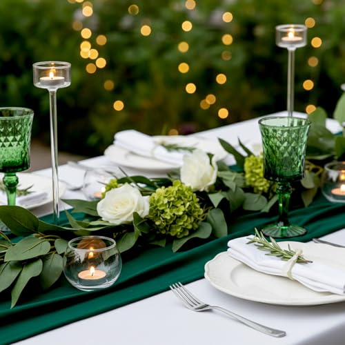 LAMORGIFT 12 Pcs Tealight Candle Holder- Round Clear Candle Centerpieces for Tables, Wedding Shower, Bridal Shower Table Decorations - color: Clear