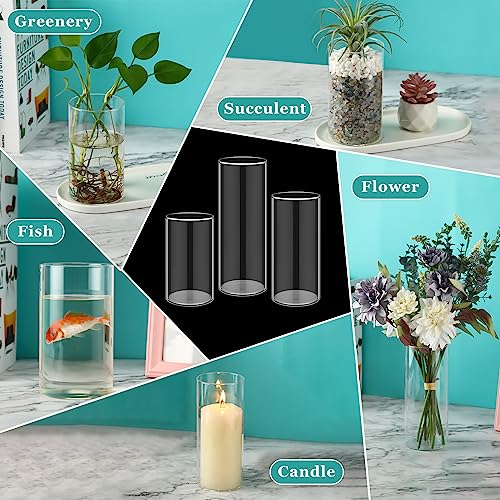 Zopeal 24 Pcs Cylinder Glass Vases Bulk 6" 8" 10" Clear Glass Cylinder Vases for Flowers, Floating Candles, Wedding Table Centerpieces, Party Home Decor(6, 8, 10 Inch)