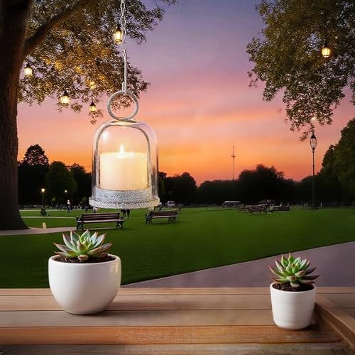 7.5" High Versatile Modern Metal Hurricane Lantern with Handmade Sturdy Glass Dome in Shabby White for 2" Pillar Candle & Plants, Industrial, Farmhouse (White Shabby, 4" x7.5 for 2" Pillar) - color: White Shabby, size: 4"x7.5"