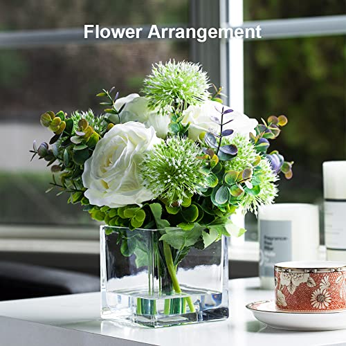 EnovaFloral Square Glass Cube Vase (4x4 Inch) - Set of 1 with Floating Candle Holders for Wedding Centerpieces & Home Office Decor - size: 4x4x4