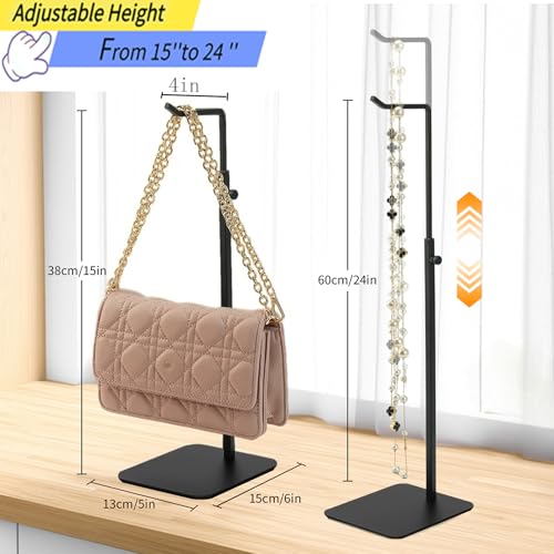 2Pcs Purse Display Stand, Adjustable Purse Stands for Display,Black Handbag Display Stand,Wreath Stand,for Suitable for Desktops,Wardrobes and Commercial Storeshook Stand