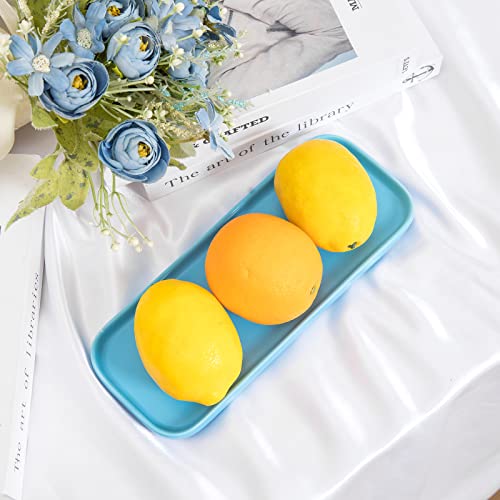 Ceramic Bathroom Tray,Kitchen Sink Organizer Tray,Cosmetics Holder (Blue) - color: Blue