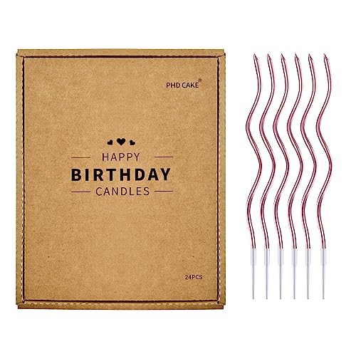 PHD CAKE 24-Count Rose Gold Spiral Long Thin Metallic Birthday Candles, Cake Candles, Birthday Parties, Wedding Decorations, Party Candles - color: Rose Gold