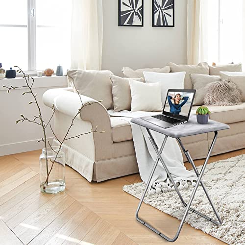 Garden 4 you Tv Trays, Folding Tray Table, Dinner Tray Table with No Assembly Required&Sturdy, Foldable Snack Eating Trays Table for Living Room, 15 x 18.9 x 26 in(White Marble,1PC) - color: White Marble, size: 1pc