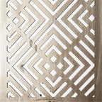 Pemberly Row Set of 3 Gold Metal Decorative Objects, Champagne Finish, Elegant Patterned Design, Modern Home Decor Accents, Sizes 4"x4"x28", 4"x4"x26", 4"x4"x24"