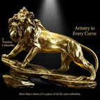 Gold Lion Statue for Home Decor - 8.7" Modern Resin Climbing Lion Sculpture - Luxury Office Desk Accessories & Motivational Gifts for Men (Polished Gold Finish)