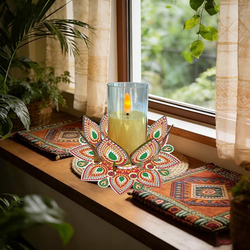 5D DIY Diamond Art Painting PVC Flower Candle Holders Tealight/Tea Light/Votive Candle Holder, for Table Centerpiece Home Décor Party Wedding Dinning-Flower-10 - color: Flower-10