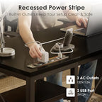 AODK 55 inch L Shaped Computer Desk with Drawers, Reversible Computer Desk with Storage Shelves, Home Office Desk with Built-in Power Outlet, Black - color: Black, size: 55 Inch