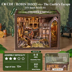 CCCDF Book Nook Kit, DIY Miniature House Dollhouse Kit for Adults and Teens, Booknook Bookshelf Decor with LED Light, Gifts for Family and Friends (Robin Hood - The Castle's Escape) - style: Robin Hood - The Castle's Escape