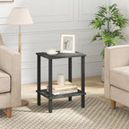 TUTOTAK End Table, Side Table, Nightstand, 2-Tier Storage Shelf, Sofa Table for Small Space, Living Room, Bed Room, Charcoal Grey TB01BY034 - color: Charcoal Grey