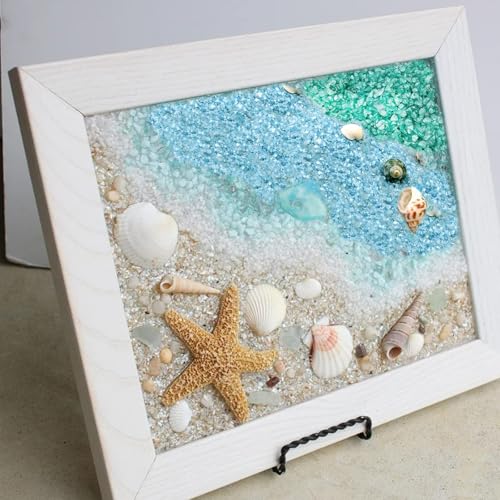 HappyFiller 1.3 LB Light Blue Crushed Glass Sand Fairy Garden Pebble Crush Gravels,Resin Arts DIY Coaster,Wall Art Paint,Craft Glitter,Vase Filler,Candle Holder Decor - color: Light Blue