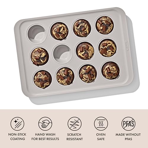OXO Good Grips Non-Stick Pro Ceramic Coated Metal Bakeware 12 Cup Muffin Pan – Biscuit - color: Biscuit, size: Muffin Pan