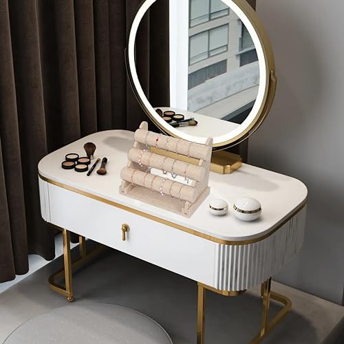 Coward 3 Tier Detachable Bracelet Holder Watch Stand for Jewelry Organizer and Hairband Display (yellow linen) - color: Yellow