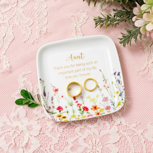 Crisky Jewelry Ring Dish for Aunt Birthday Gifts, Thinking of You Gift for Aunt from Niece, Best Antie Gift Ideas from Nephew Thanksgiving Day Christmas Valentines (Love You Forever) Trinket Tray - style: Aunt Thank You for Being Such an Important Part of