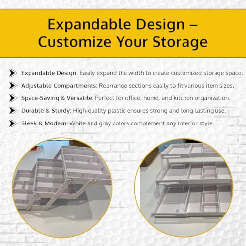 3 Tier Drawer Organizer, Multi Level Smart Drawer Organizer for Desk, Expandable Organizer for Office, Makeup, Jewelry, Kitchen, Folding Storage for Home and Office Drawers & Craft Organizer – White - color: 3-Tier (White)