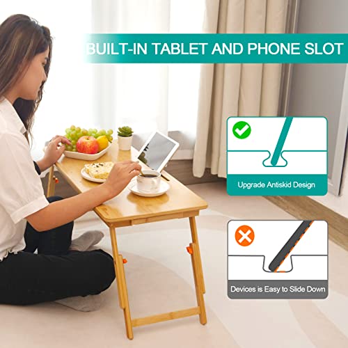 Lap Desk COIWAI Bed Table Desk Tray Desk for Bed for Laptop Writing Eating Laptop Desk with Tablet Slot, Adjustable Height Angle, Foldable Tray for Sofa Couch Floor, with Storage Drawer - Large - size: 28.8" *13.4" Height&Angle adjust