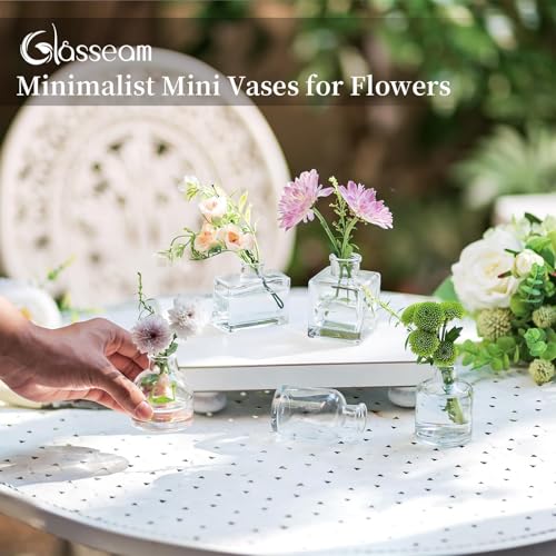 Glasseam Mini Bud Vases in Bulk 40: Clear Small Flower Vases for Centerpieces Cute Tiny Glass Vase for Flowers Modern Decorative Wedding Table Centerpiece for Dining Room Decor - color: 01-clear