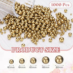 PATIKIL 1000 Pcs No Hole Pearls, 3mm 4mm 5mm 6mm 8mm Mini Round Faux Pearl for Art Crafts Jewelry Making Nail Vase Filler Birthday Wedding Party, Dark Gold - color: Dark Gold