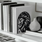 Peacoblue Metal Bookends for Shelves, Modern Decorative Heavy Duty Study Book Support Stoppers for Office, Desk, Shelf, Room 5.3"x4.3"x6.3" Cast Iron Simple Tall Bookends, 1 Pair (Leo Constellation) - style: Leo Constellation