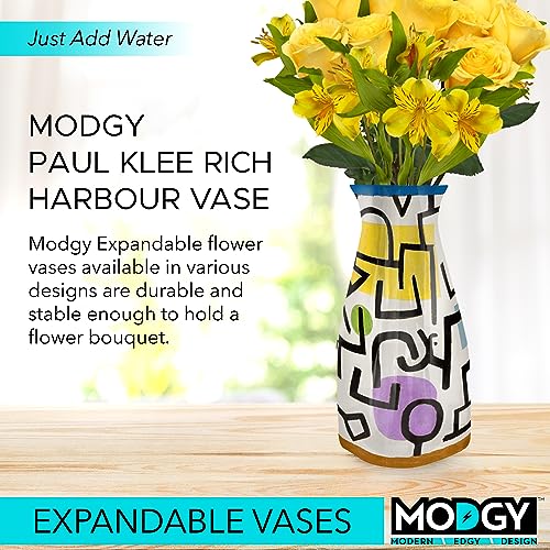 MODGY Collapsible and Expandable Flower Vase Plastic Decorative Modern Centerpieces Dining Table Decor Living Room Bathroom Wedding Office, Paul Klee Rich Harbour - style: Paul Klee Rich Harbour