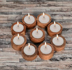 NIRMAN Acacia Wood Tealight Candle Holder for Wedding, Party, Birthday, Holiday, Home Decoration (2.25" x 2.25" x 1"), (Set of 12)