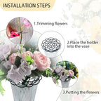 OYEFLY 6Pcs Flower Arrangement Holder,Metal Floral Grid Used for Vase Flower Arrangement Art (Black4in5in6in6) - color: Black4in5in6in6