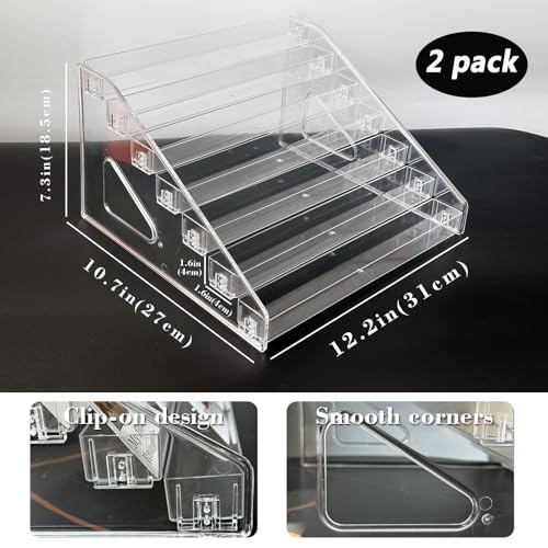 2 Pack 7-Tier Acrylic Card Display Stand, Versatile Sticker Display Rack Holder for Greeting Card Business Brochure Postcard Portable Card Display Shelf for Vendors Craft Trade Shows - color: 2 Pack